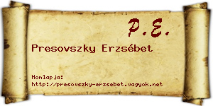 Presovszky Erzsébet névjegykártya